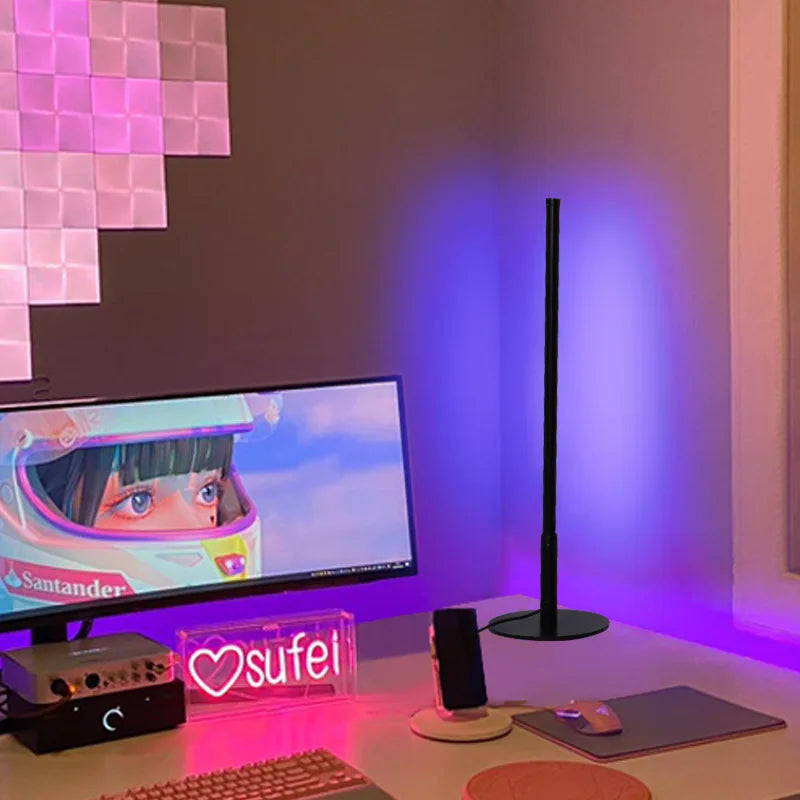 LumiGlow - Modern LED Floor Lamp with Round Base | RGB Color Changing & Dimmable