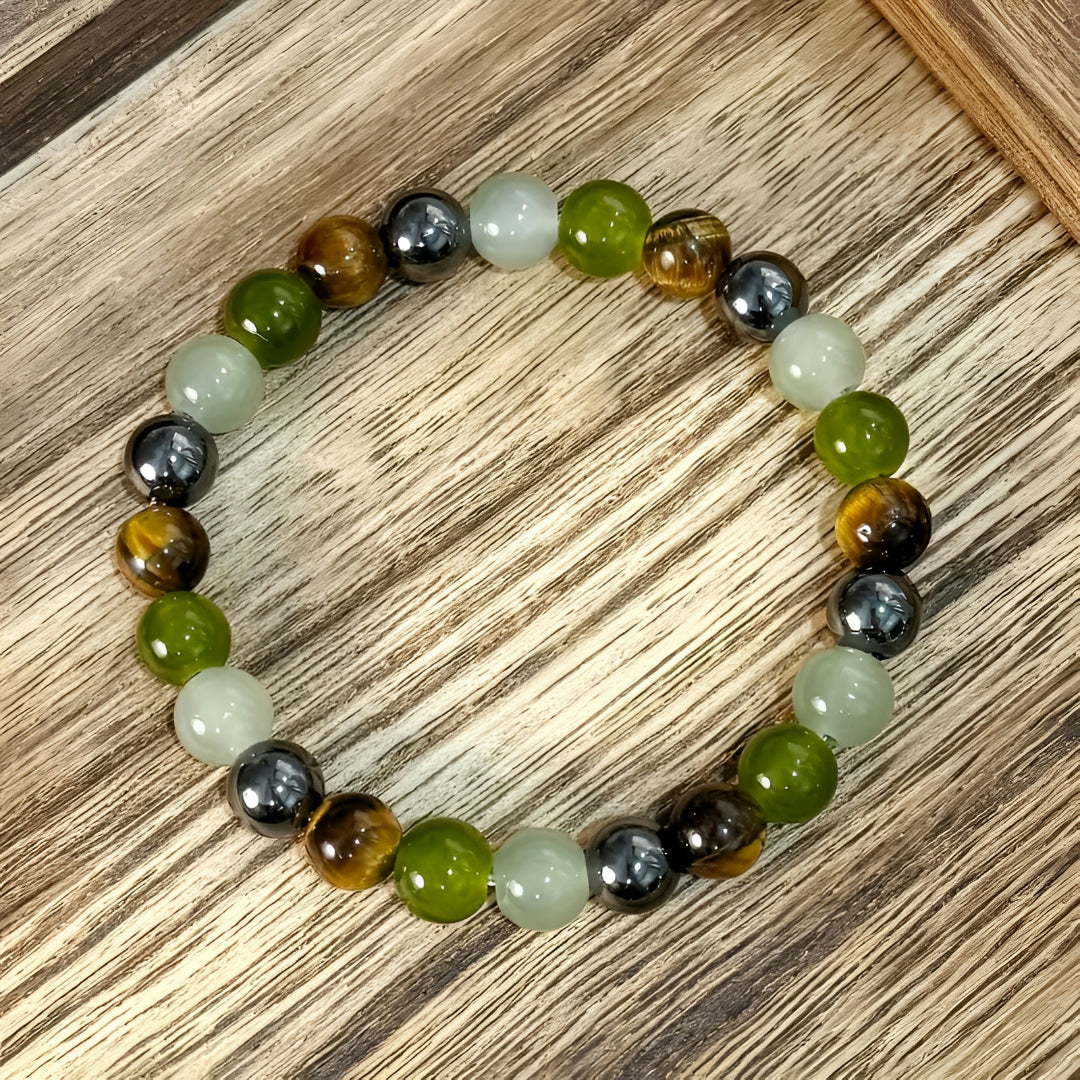 Pulseira de Presente para o Dia da Mãe com Contas de Pedra Natural para Senhora