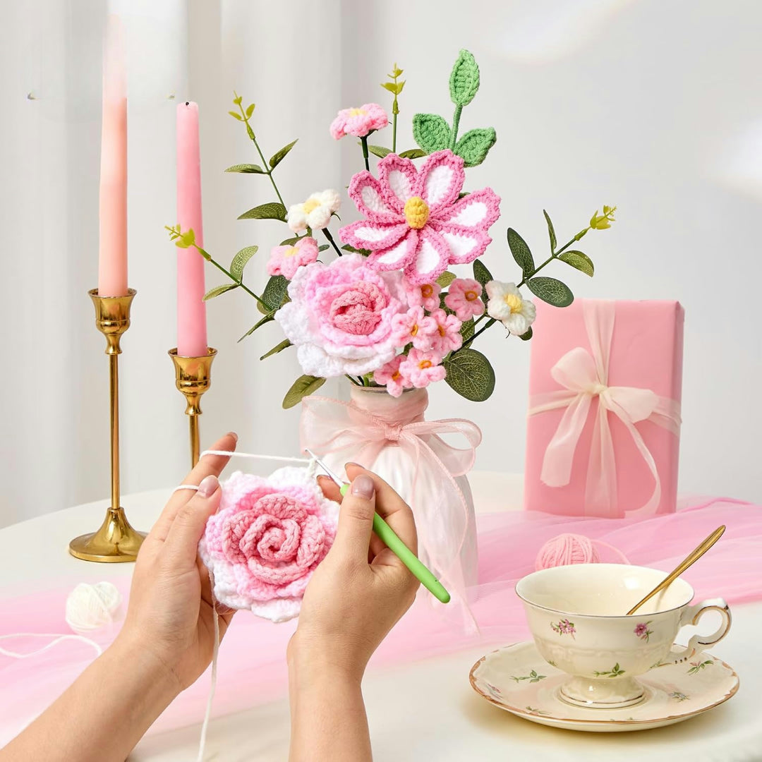 Regalo Festa della Mamma Bouquet di Fiori All'Uncinetto Fatto a Mano