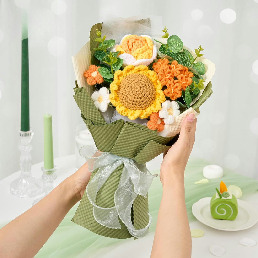 Regalo Festa della Mamma Bouquet di Fiori All'Uncinetto Fatto a Mano
