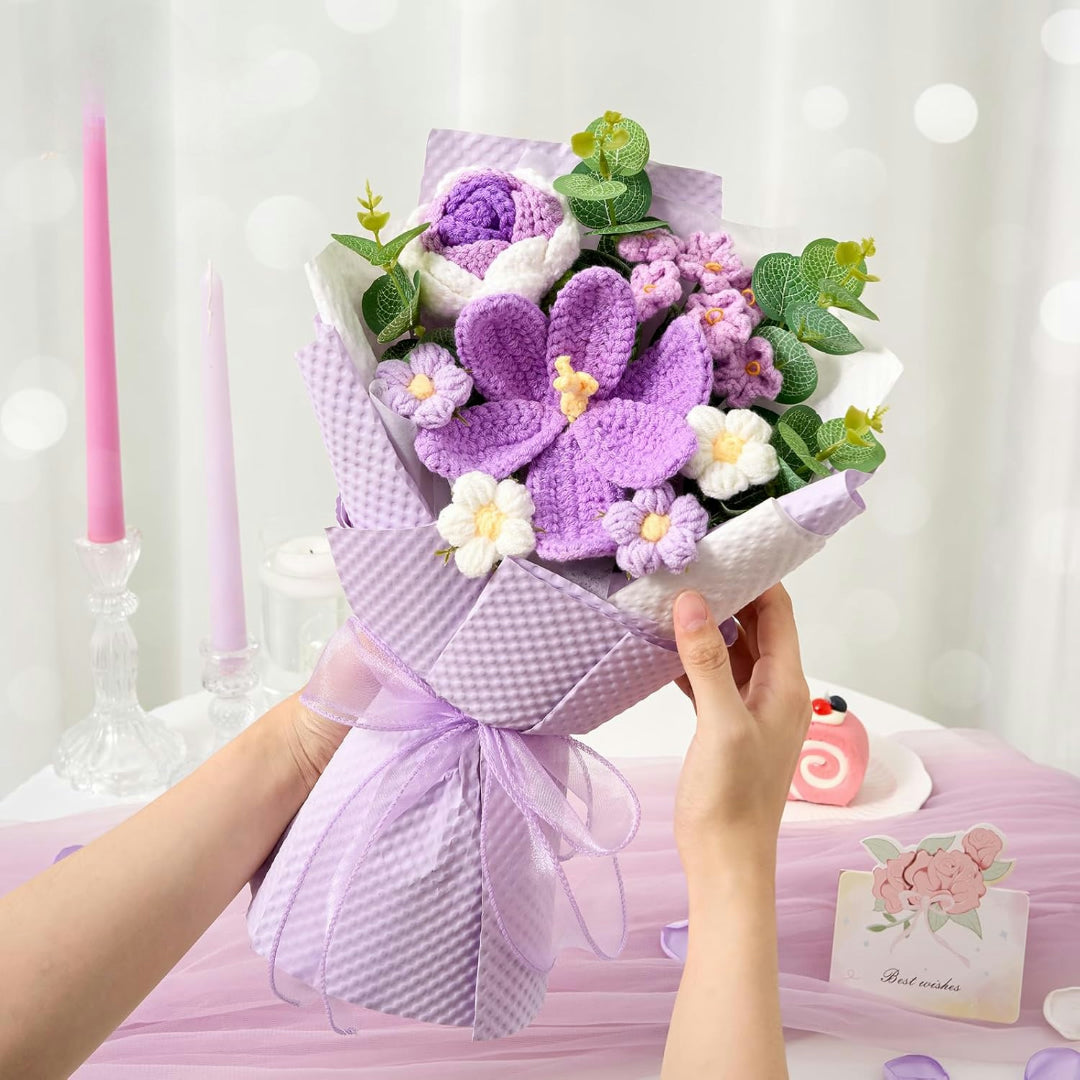 Regalo Festa della Mamma Bouquet di Fiori All'Uncinetto Fatto a Mano
