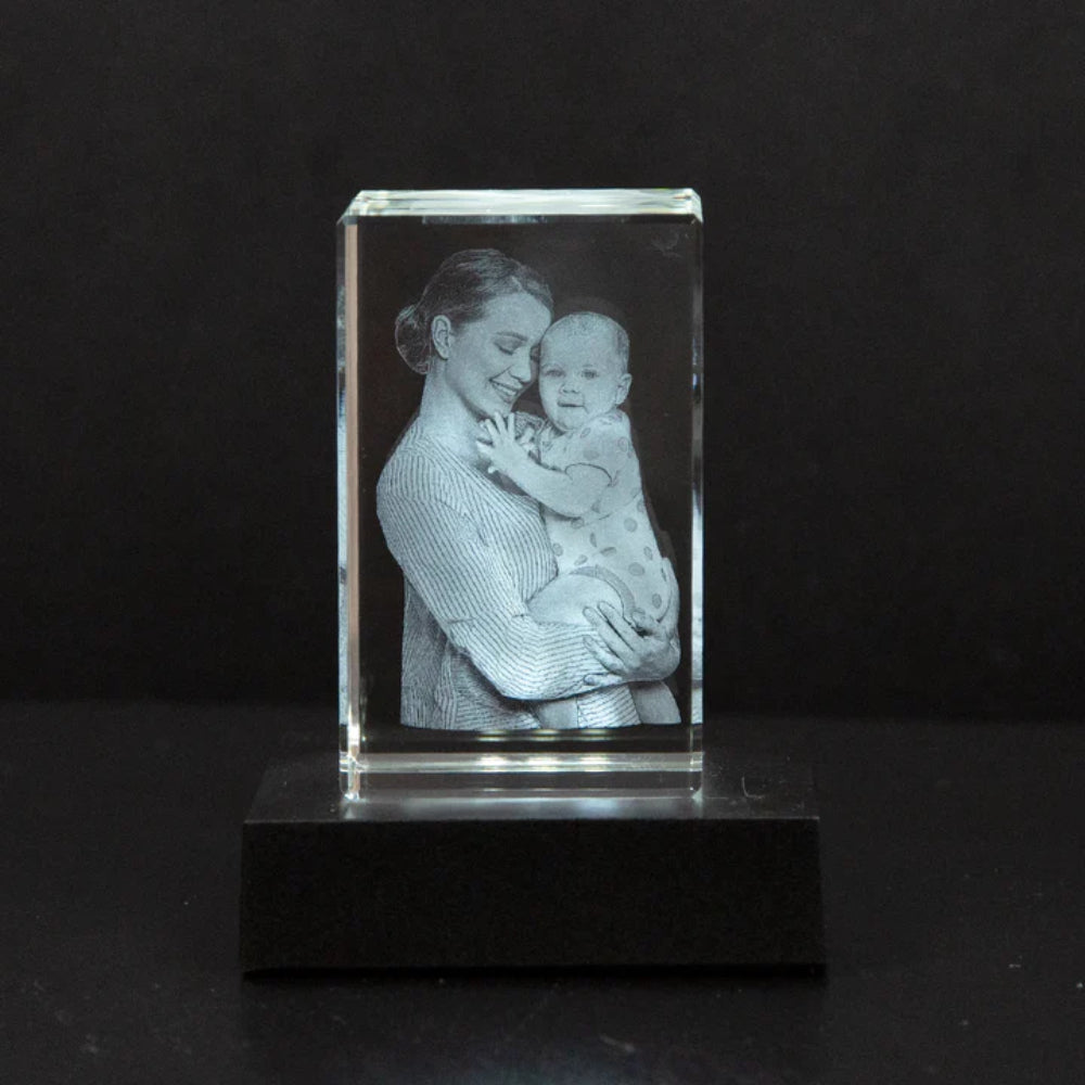 Moederdag Cadeau Fotolijst 3D Kristal Gepersonaliseerd Herinnering