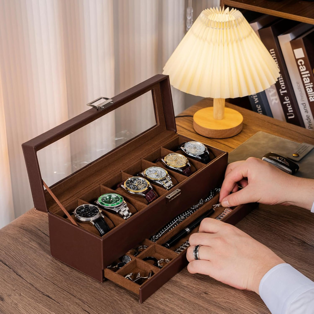 Moederdag Cadeau Horloge Doos Organizer Hout Vakken Lade