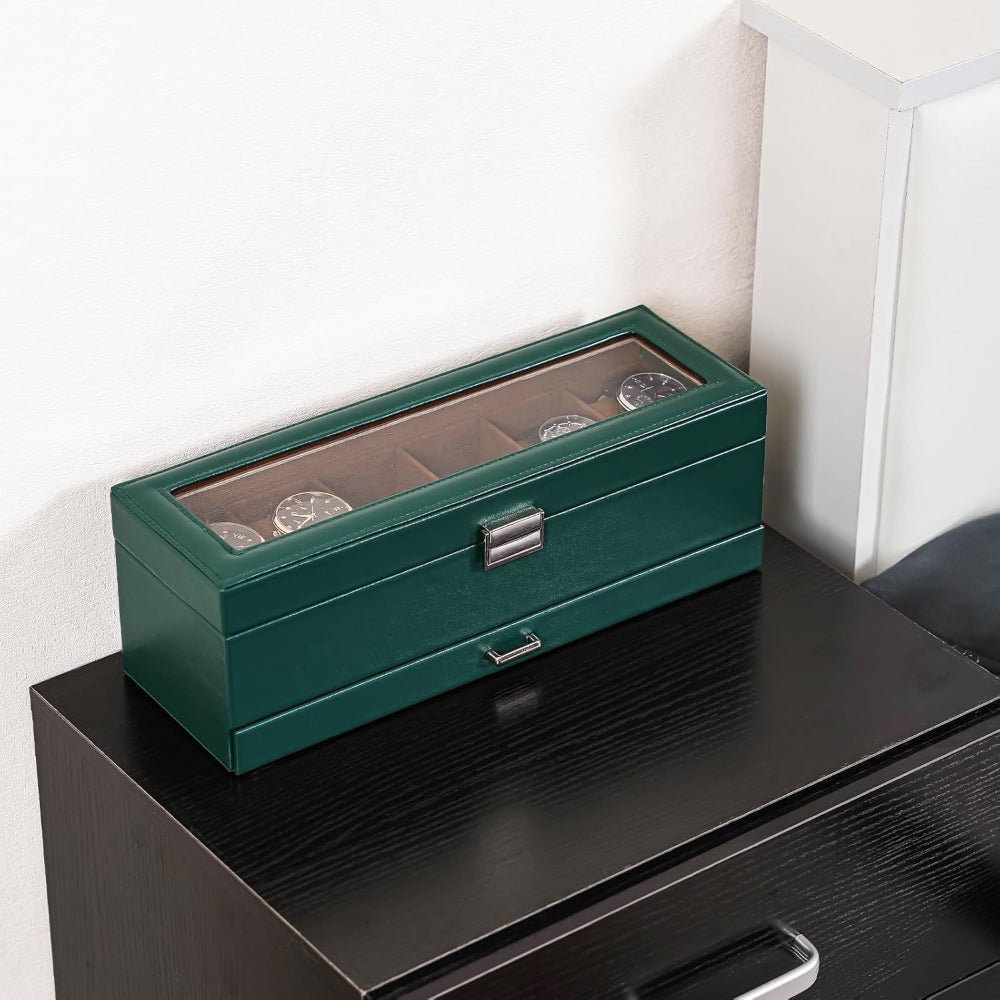 Mother's Day Gift Watch Box Organizer Wood Compartments Drawer