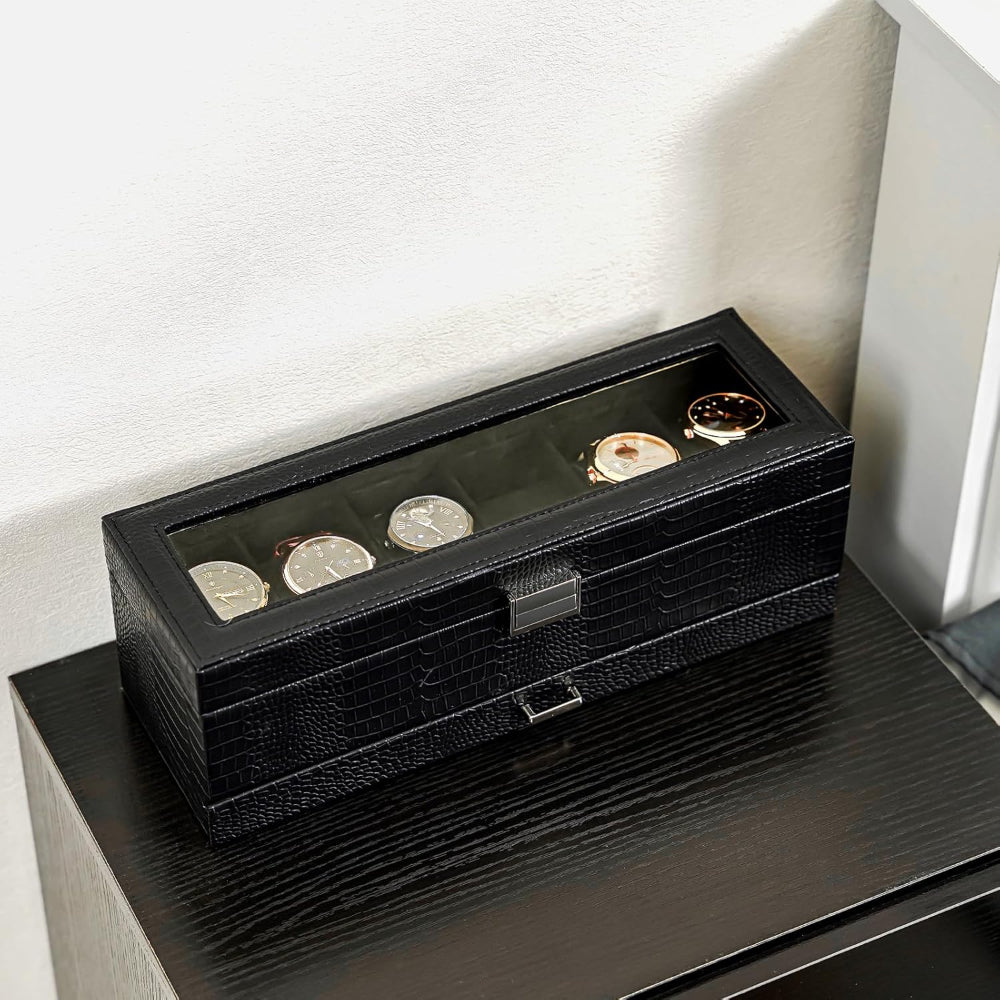 Mother's Day Gift Watch Box Organizer Wood Compartments Drawer