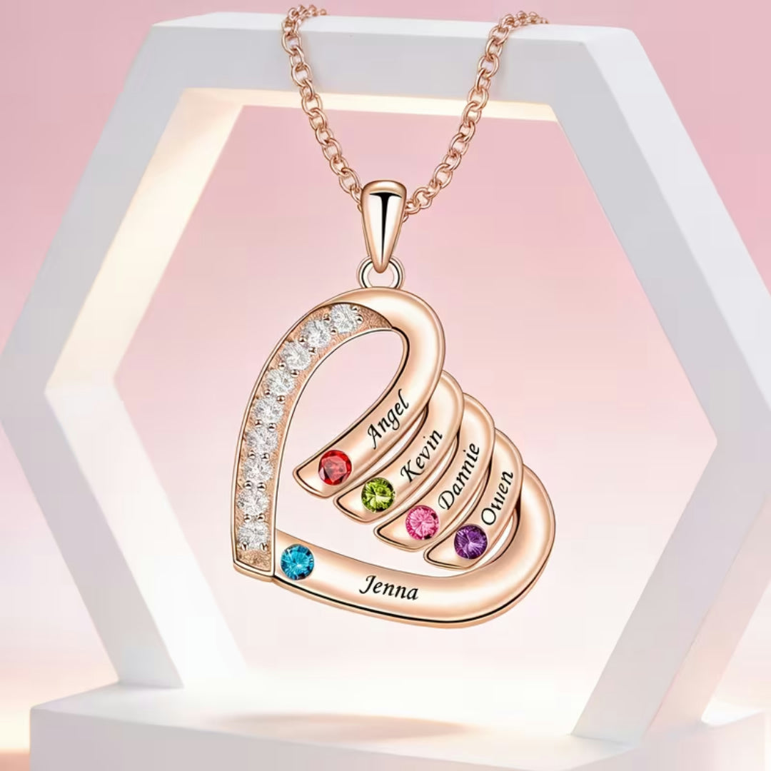 Moederdag Cadeau Ketting Dames Geboortesteen Naam Hart