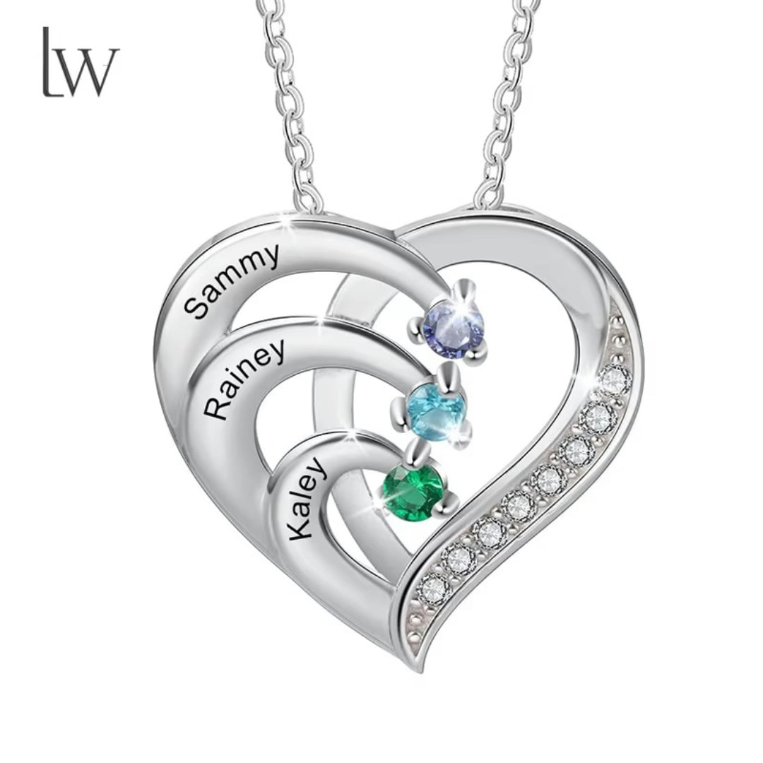 Mother's Day Gift Necklace Women Heart Pendant Name