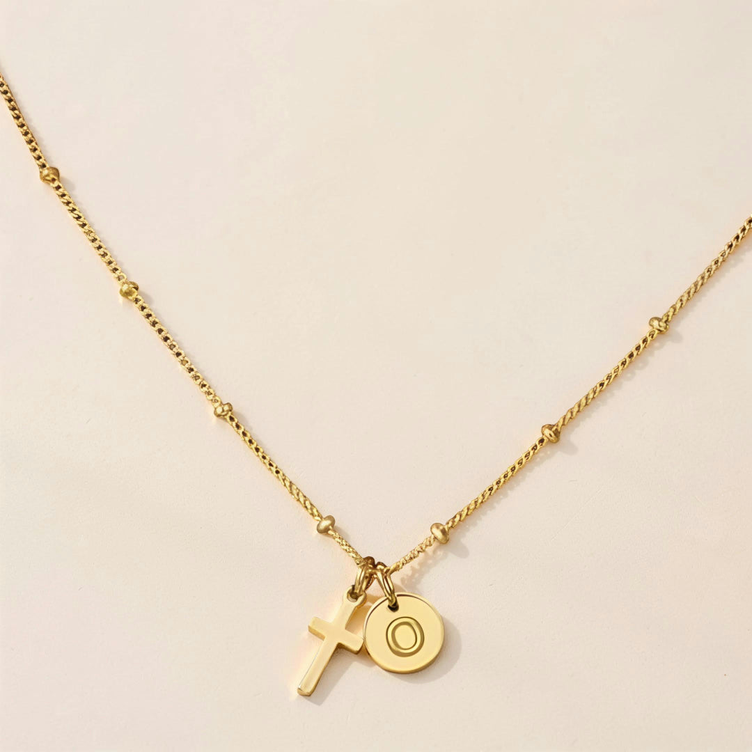 Mother's Day Gift Necklace Women Adjustable Cross Pendant Initial