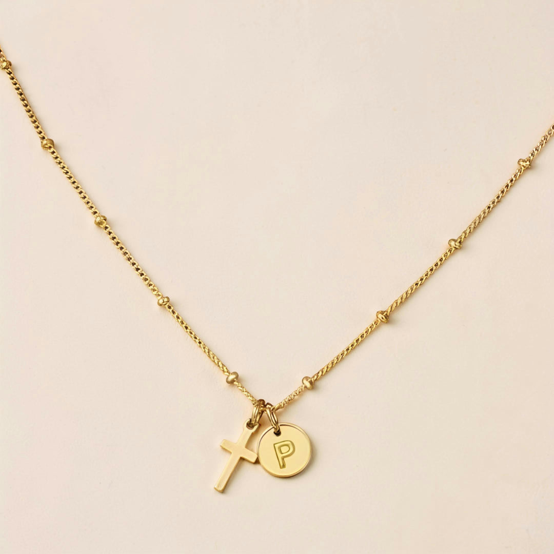 Mother's Day Gift Necklace Women Adjustable Cross Pendant Initial