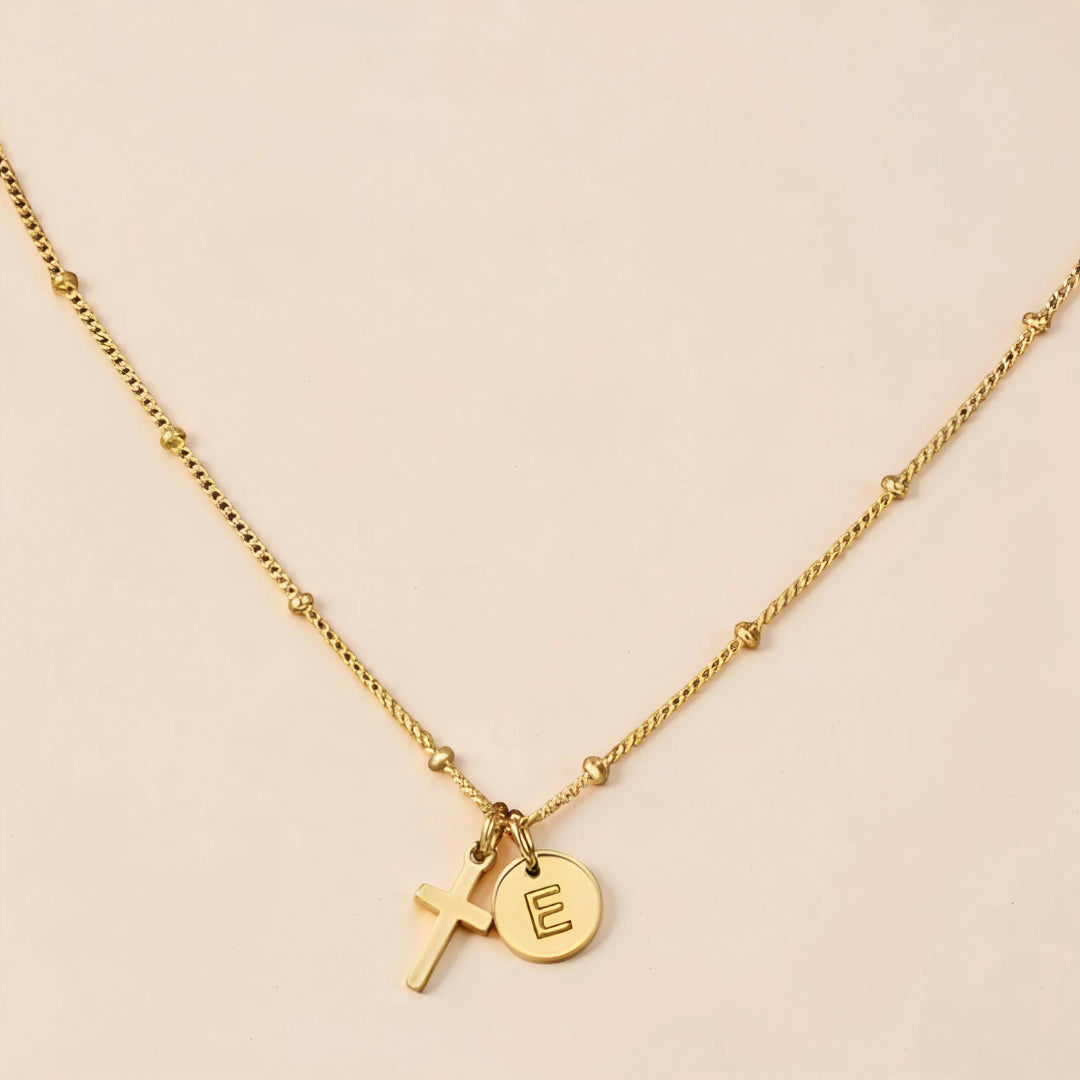Mother's Day Gift Necklace Women Adjustable Cross Pendant Initial