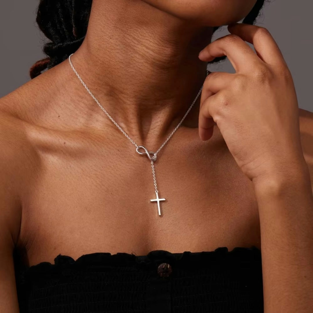 Collana Regalo Festa della Mamma Donna Croce Ciondolo a Y Minimalista