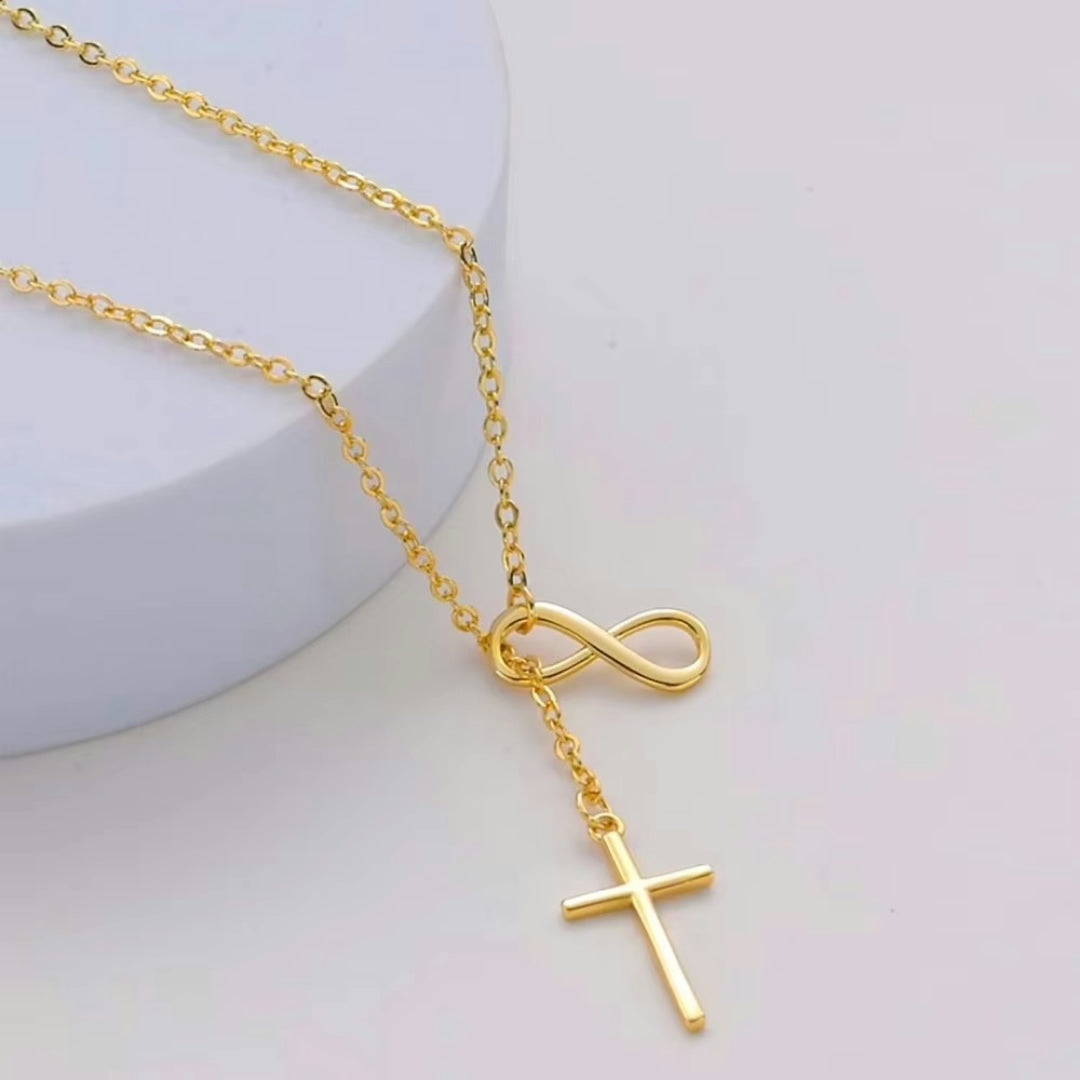 Collana Regalo Festa della Mamma Donna Croce Ciondolo a Y Minimalista
