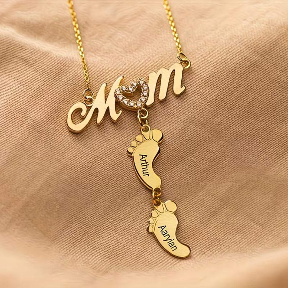 Moederdag Cadeau Ketting Dames Naam Hanger Voetjes