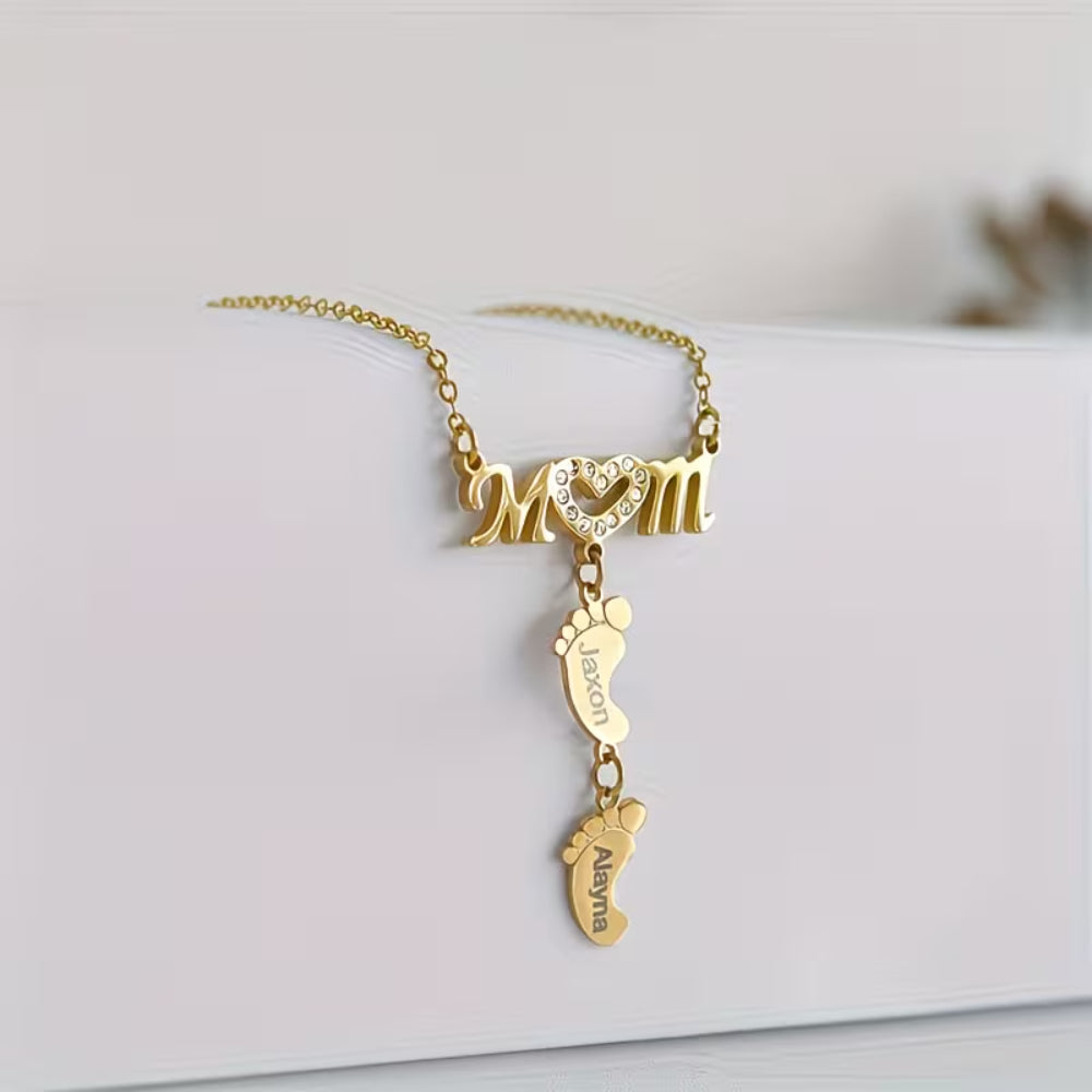 Moederdag Cadeau Ketting Dames Naam Hanger Voetjes
