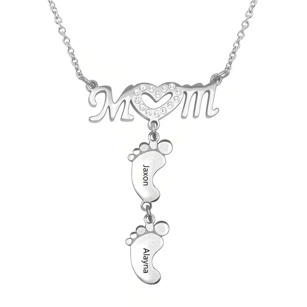 Collana Regalo Festa della Mamma Donna Ciondolo Nome Piedini