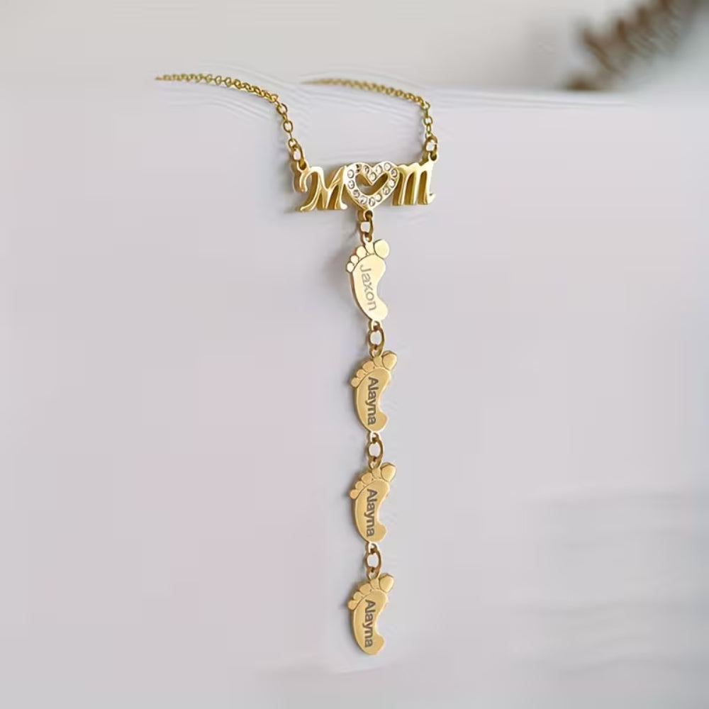 Collana Regalo Festa della Mamma Donna Ciondolo Nome Piedini