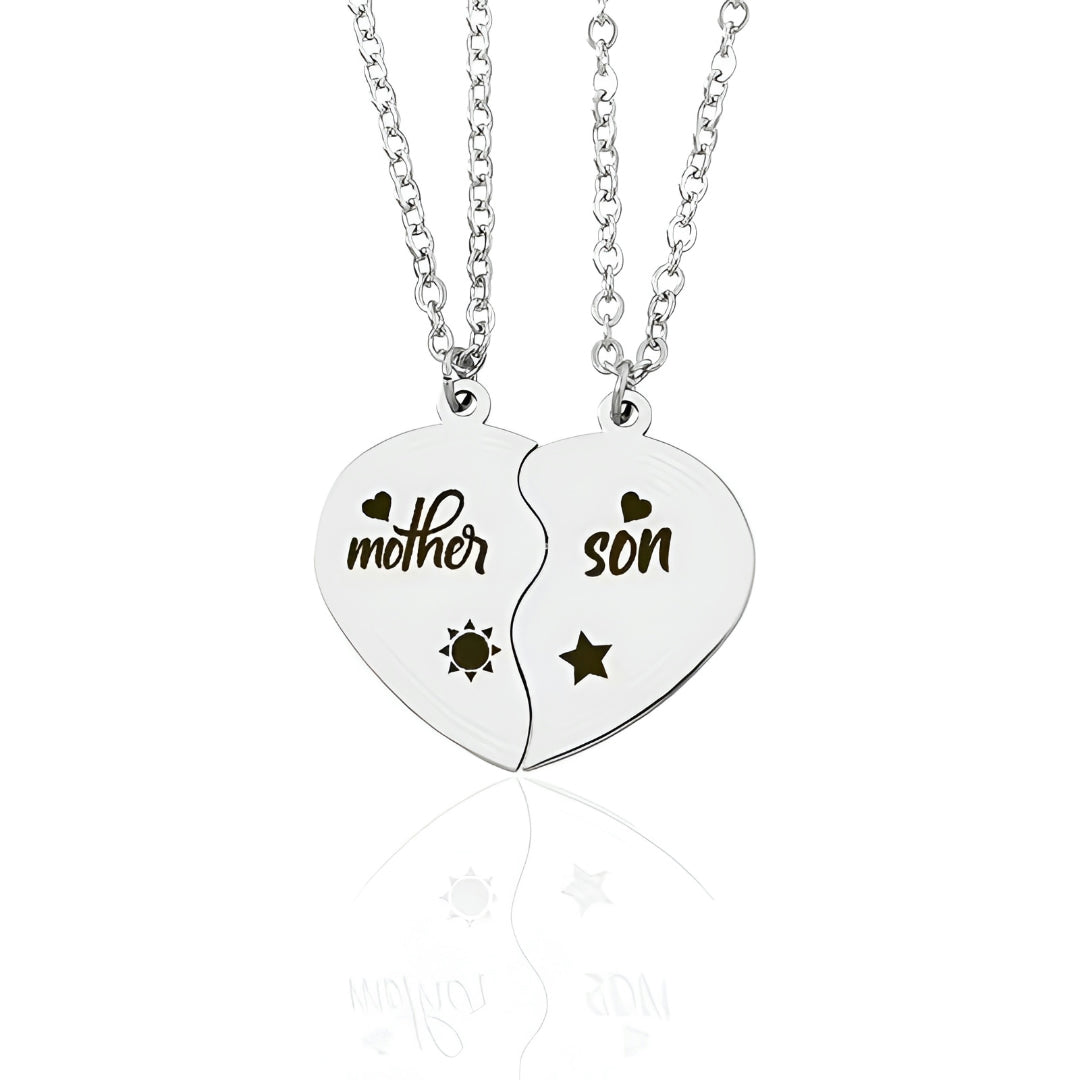 Set Collana Regalo Festa della Mamma Madre Figlio Ciondolo Cuore Gioiello