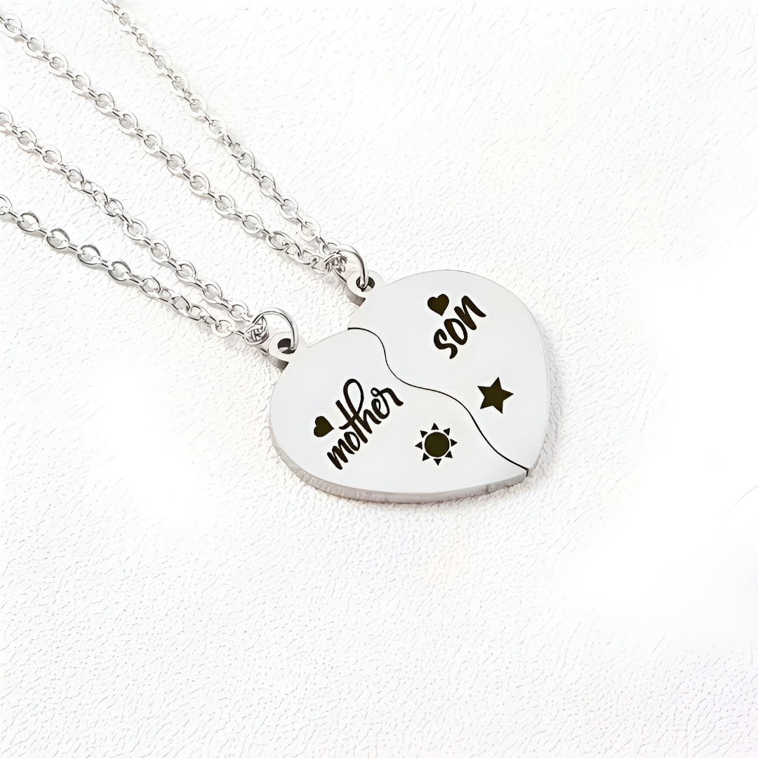 Set Collana Regalo Festa della Mamma Madre Figlio Ciondolo Cuore Gioiello
