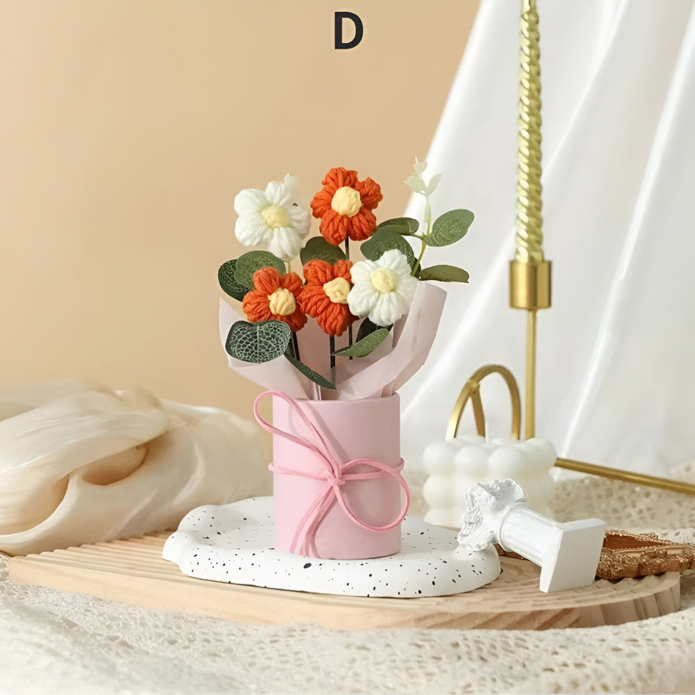 Mother's Day Gift Artificial Flower Bouquet Crocheted Handmade Set
