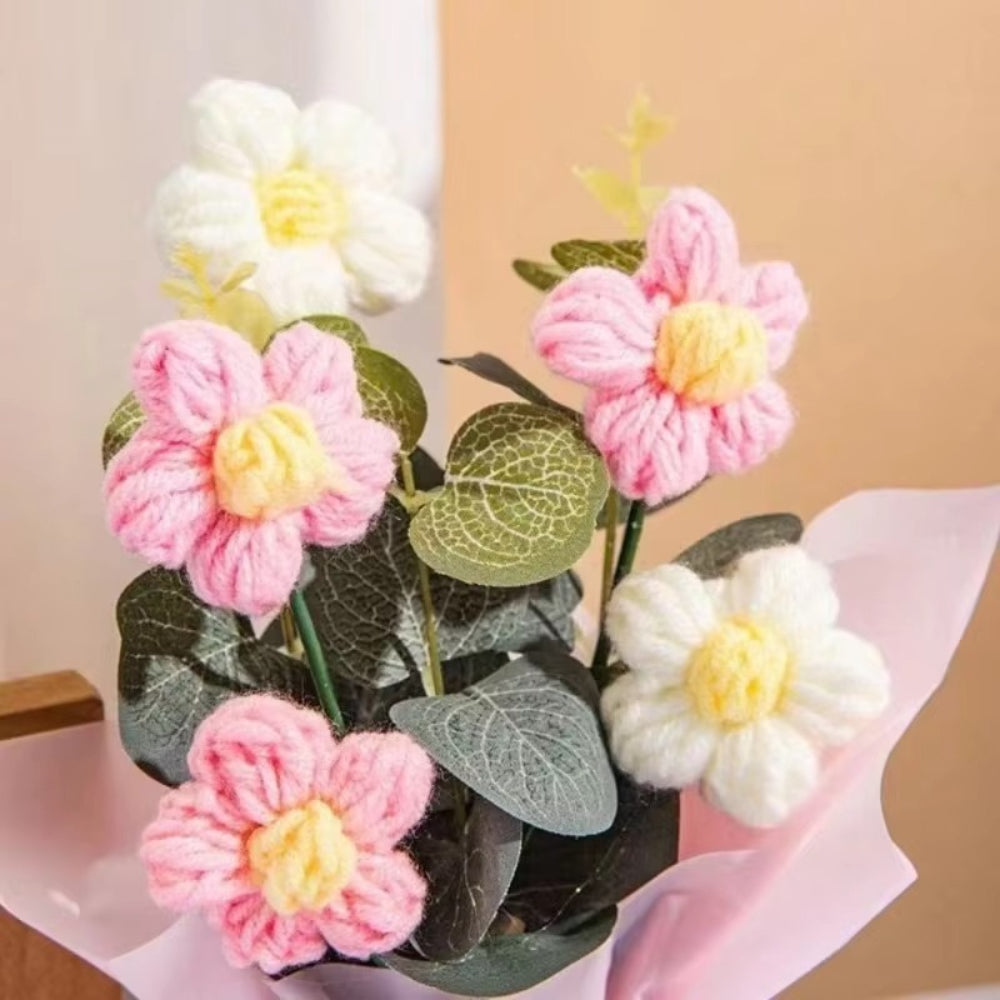 Mother's Day Gift Artificial Flower Bouquet Crocheted Handmade Set