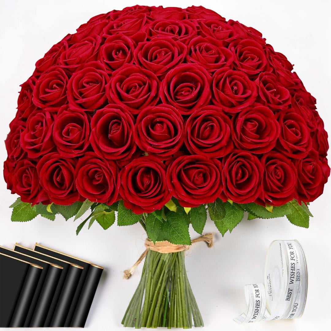 Moederdag Cadeau Kunstrozen Set Rood DIY Boeket - Image 2