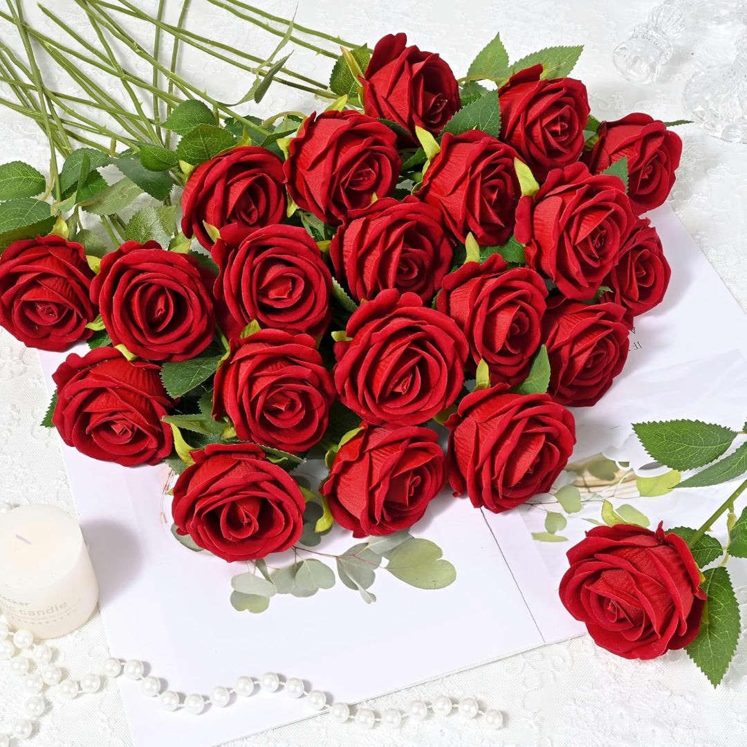 Moederdag Cadeau Kunstrozen Set Rood DIY Boeket - Image 8