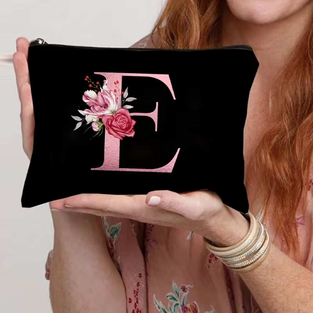 Mother's Day Gift Makeup Bag Flower Letter Print Zipper