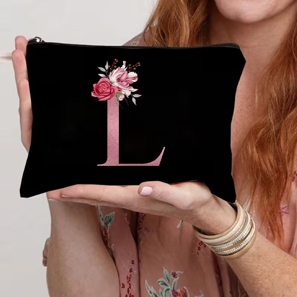 Mother's Day Gift Makeup Bag Flower Letter Print Zipper