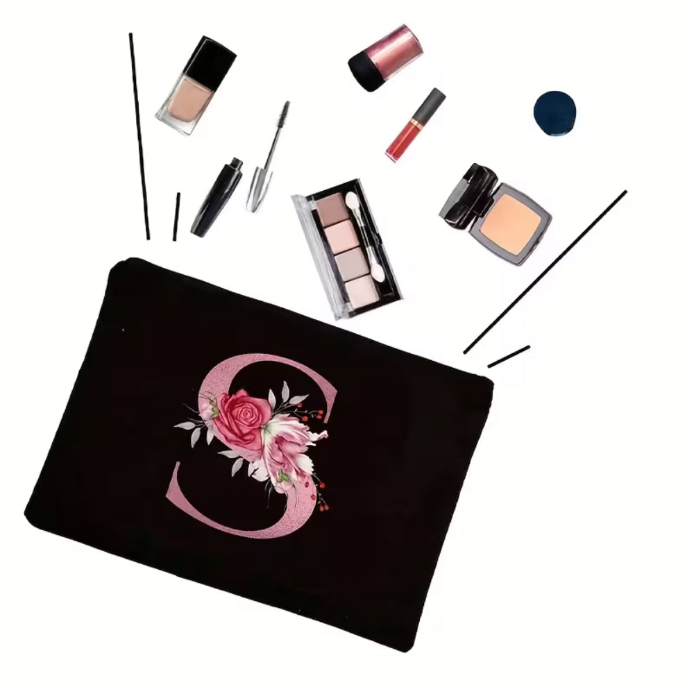 Mother's Day Gift Makeup Bag Flower Letter Print Zipper