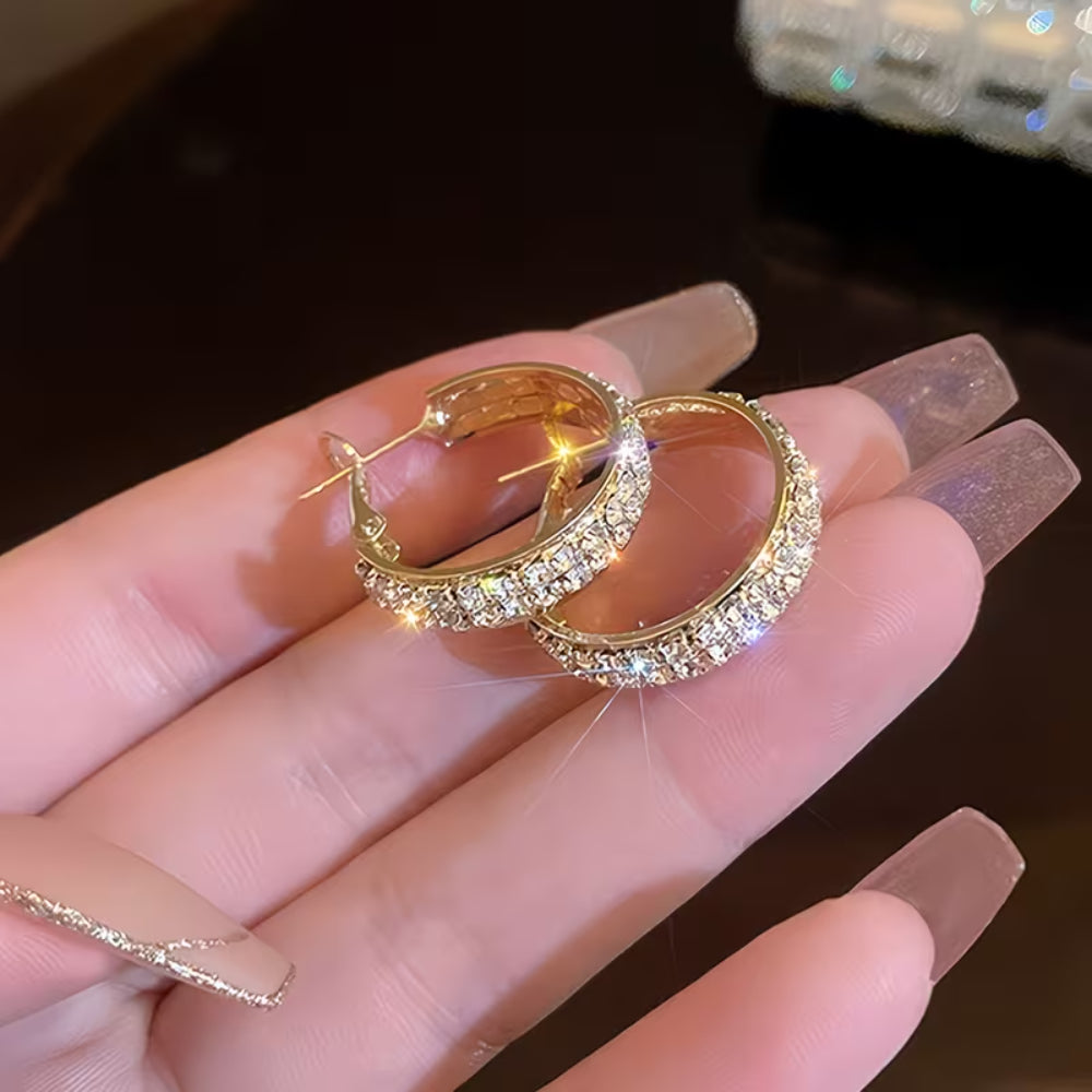 Regalo Festa Della Mamma Orecchini Donna Cerchio Strass