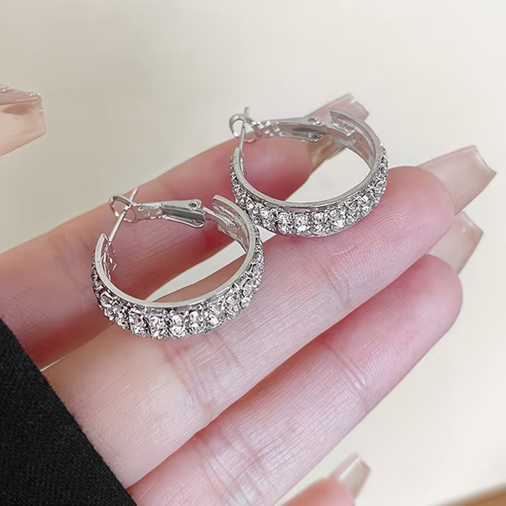 Regalo Festa Della Mamma Orecchini Donna Cerchio Strass