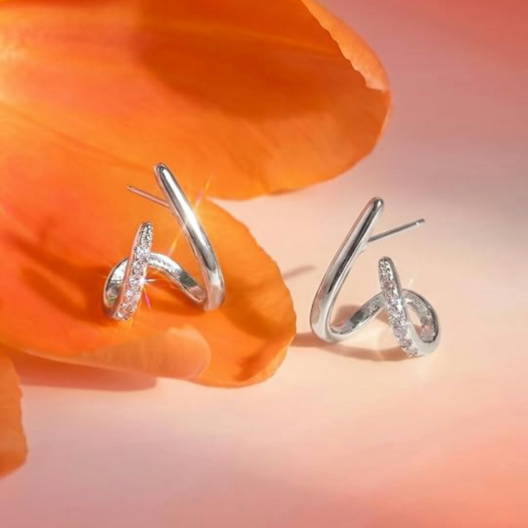 Moederdag Cadeau Oorbellen Dames Geometrisch X Design Studs - Image 4