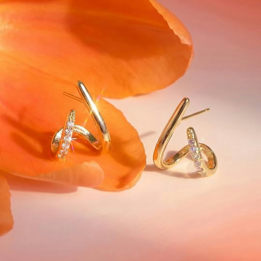Moederdag Cadeau Oorbellen Dames Geometrisch X Design Studs - Image 2