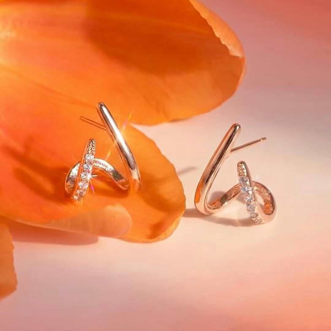 Moederdag Cadeau Oorbellen Dames Geometrisch X Design Studs - Image 3