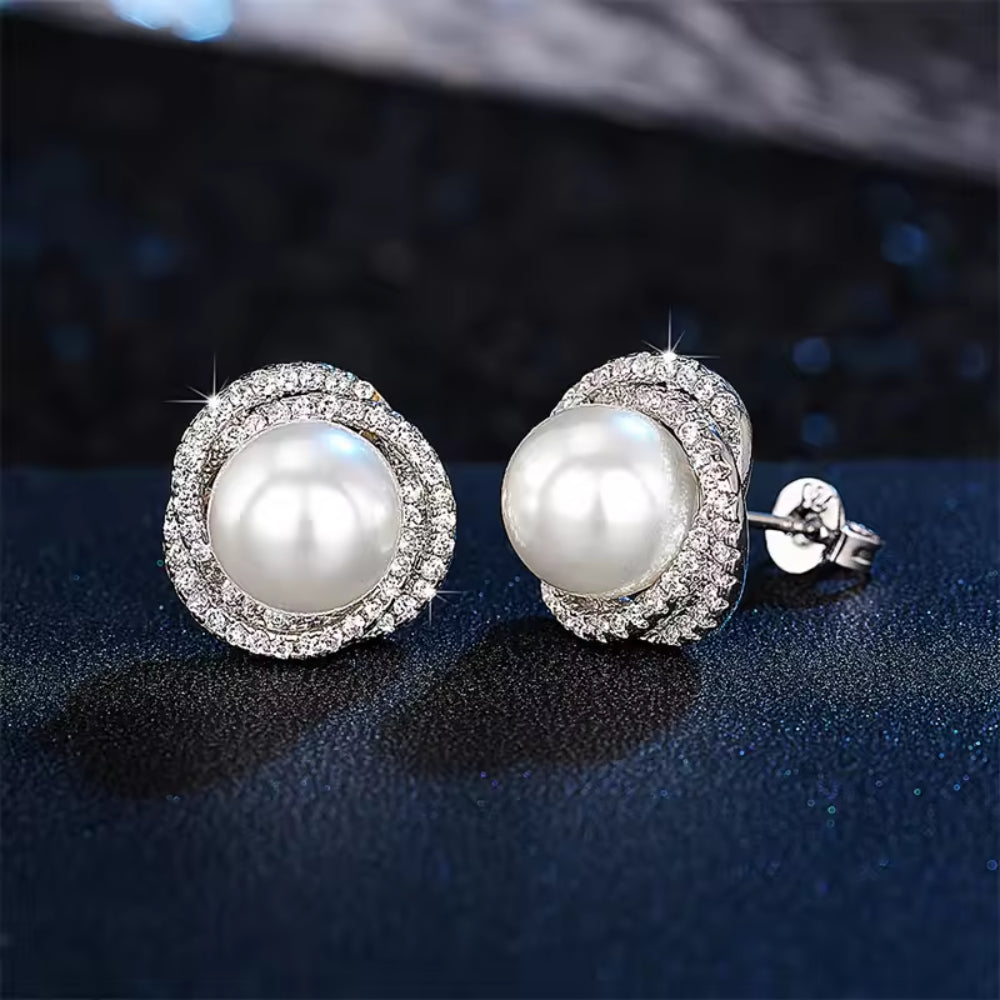 Orecchini Regalo Festa della Mamma Donna Perla a Bottone Eleganti Classici