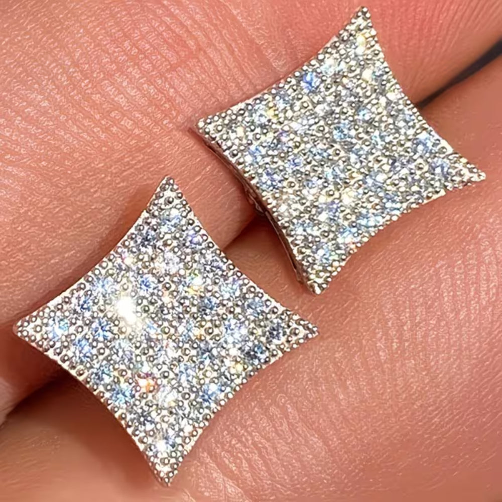 Orecchini Regalo Festa della Mamma Donna a Bottone Quadrati con Strass