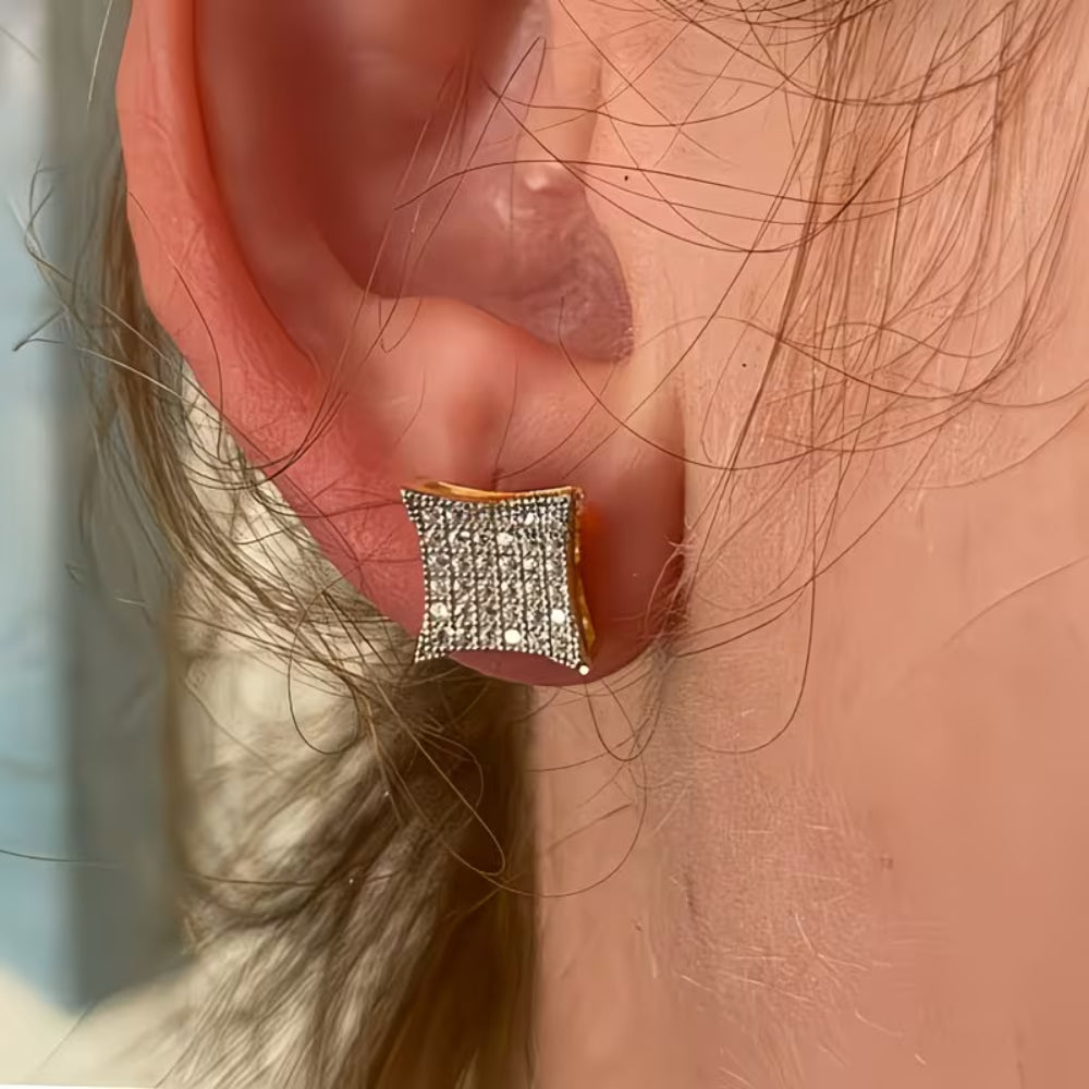 Pendientes de regalo para el Día de la Madre, para mujer, tipo botón, cuadrados con strass