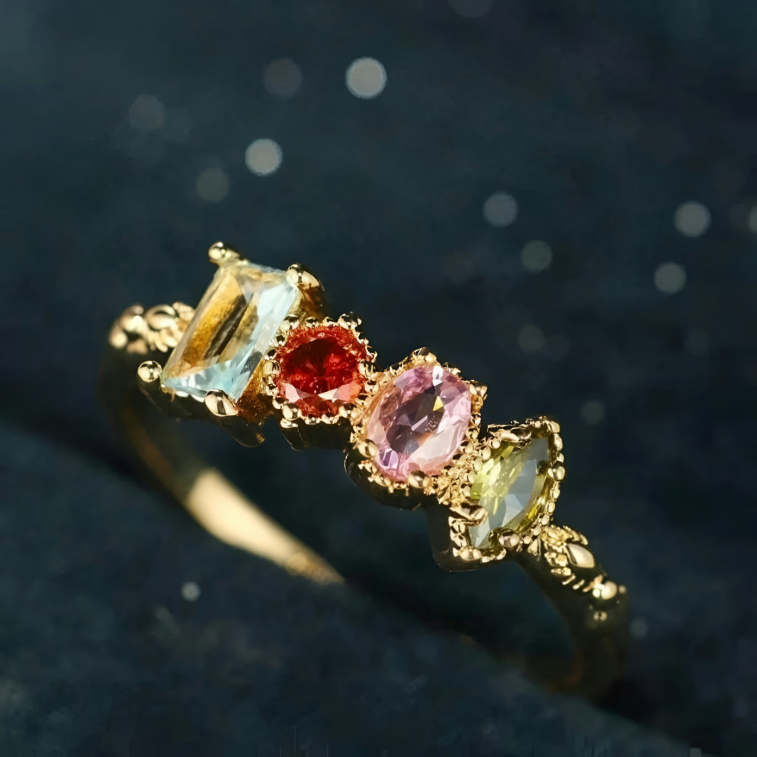 Moederdag Cadeau Ring Dames Geboortesteen Meerdere Stenen Verstelbaar - Image 6