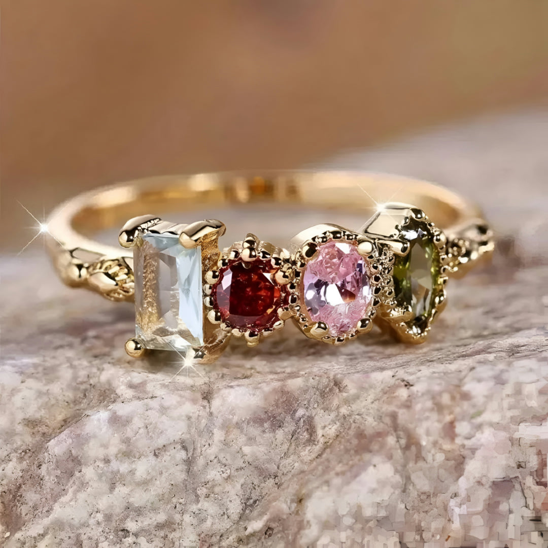 Moederdag Cadeau Ring Dames Geboortesteen Meerdere Stenen Verstelbaar