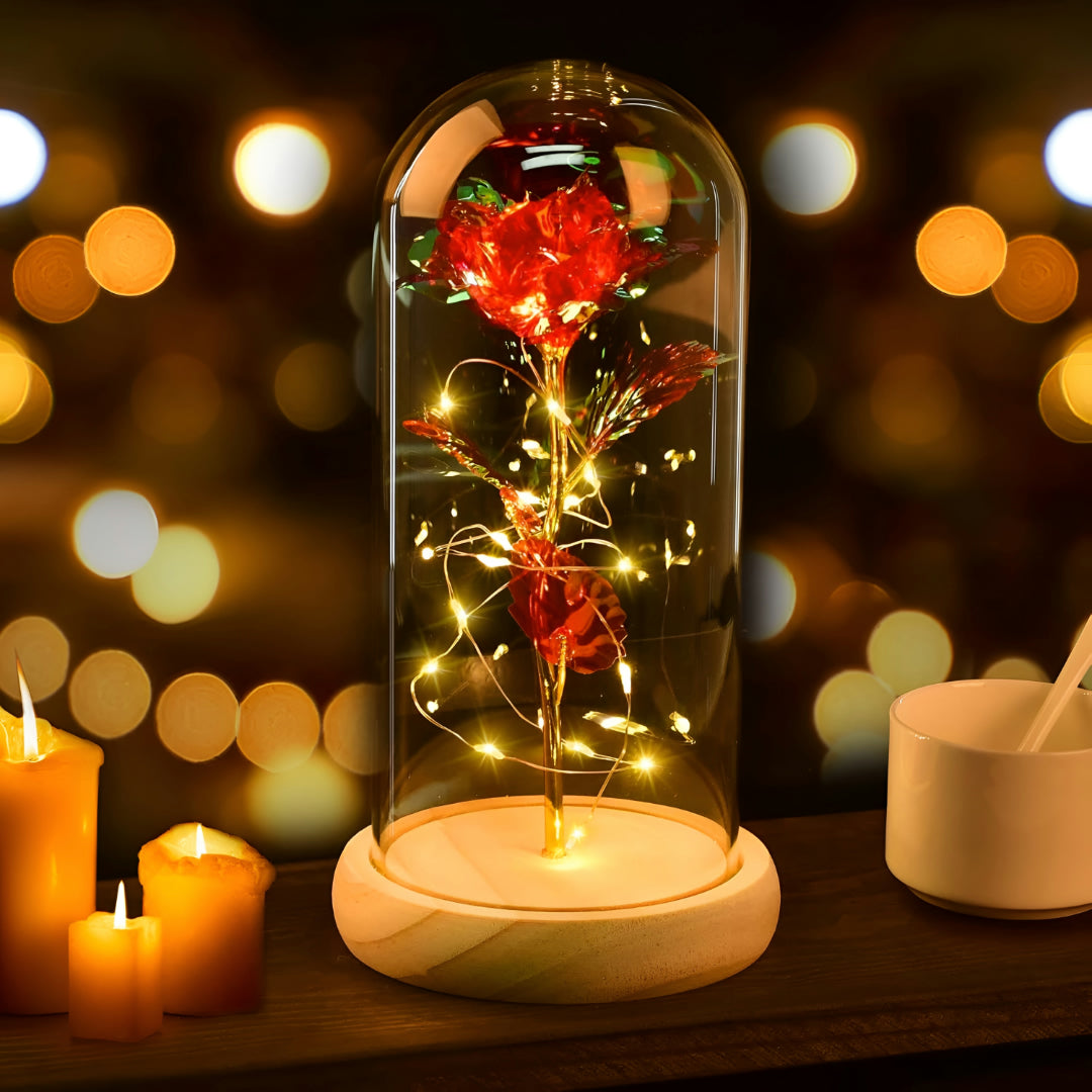 Moederdag Cadeau Roos Lamp LED Glazen Koepel Decoratie