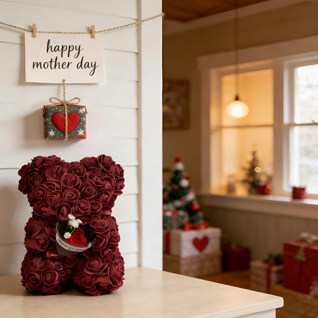 Moederdag Cadeau Rozen Beer Bloemen Decoratie Tafel Geschenk