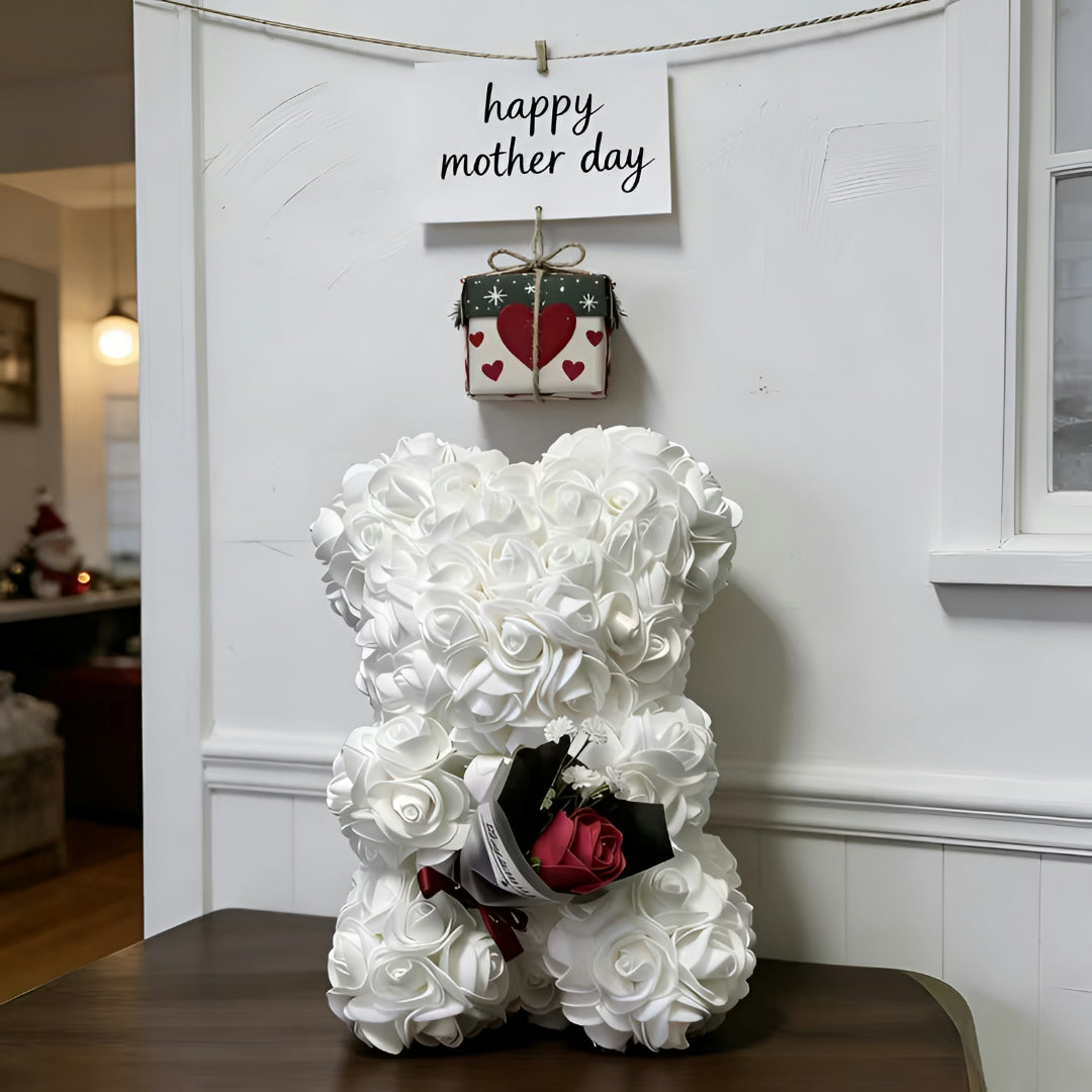 Regalo Festa della Mamma Orso di Rose Decorazione Floreale da Tavolo