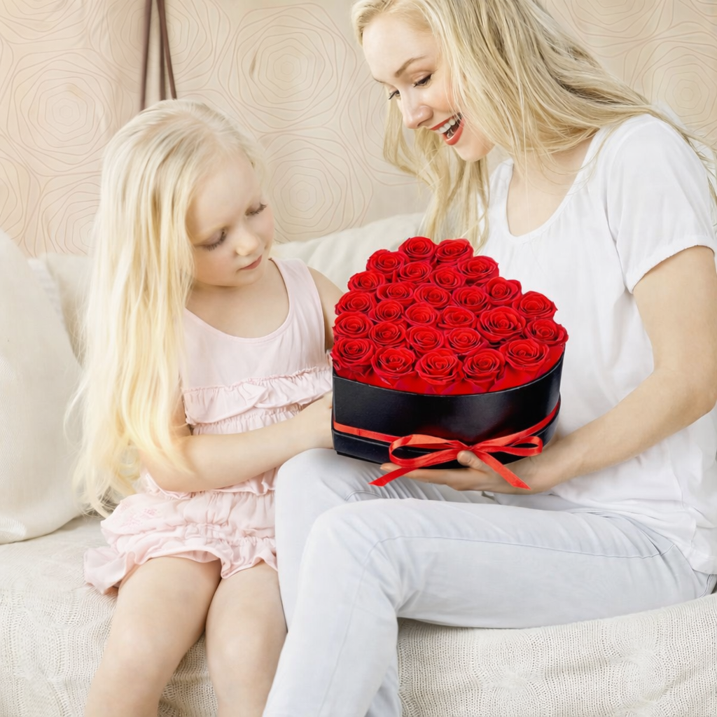 Mother's Day Gift Rose Box Heart Flower Present Table Decoration