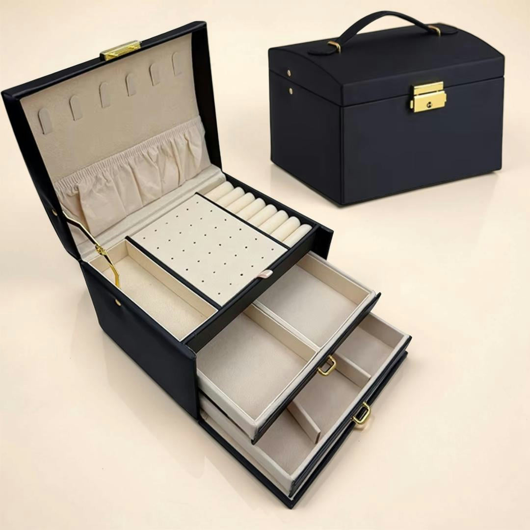 Moederdag Cadeau Sieradendoos Organizer Driedelig Opbergbox Slot Lades