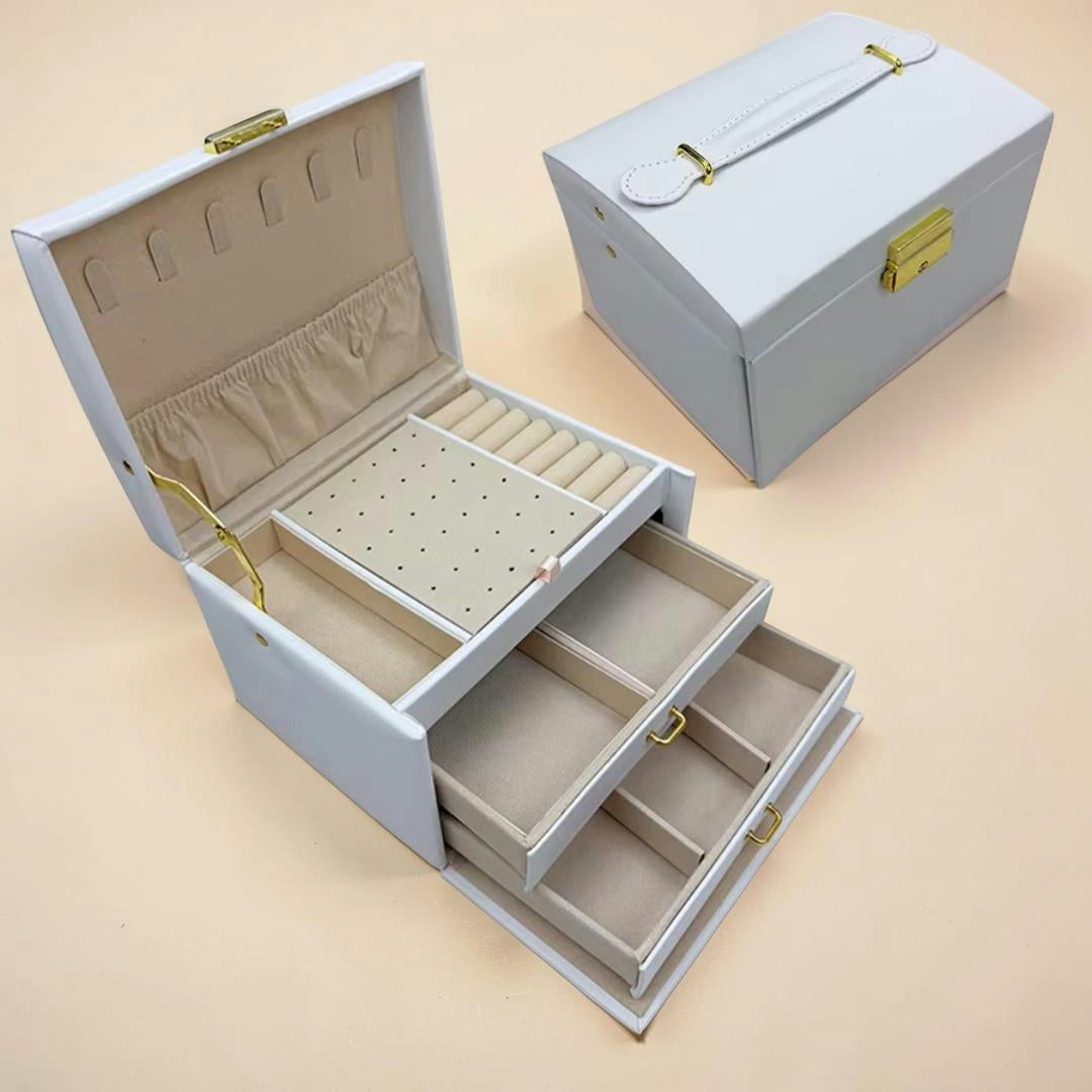 Moederdag Cadeau Sieradendoos Organizer Driedelig Opbergbox Slot Lades