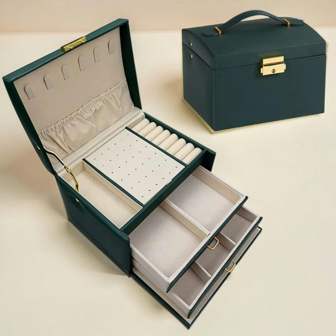 Scatola Porta Gioielli Organizer Regalo Festa della Mamma Set da 3 con Serratura e Cassetti