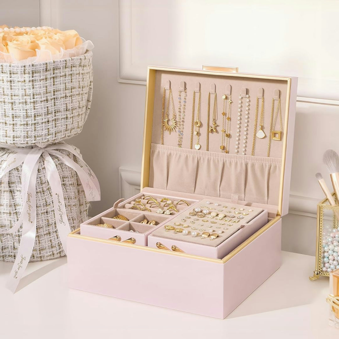 Scatola porta gioielli organizer regalo per la Festa della Mamma con cassetto