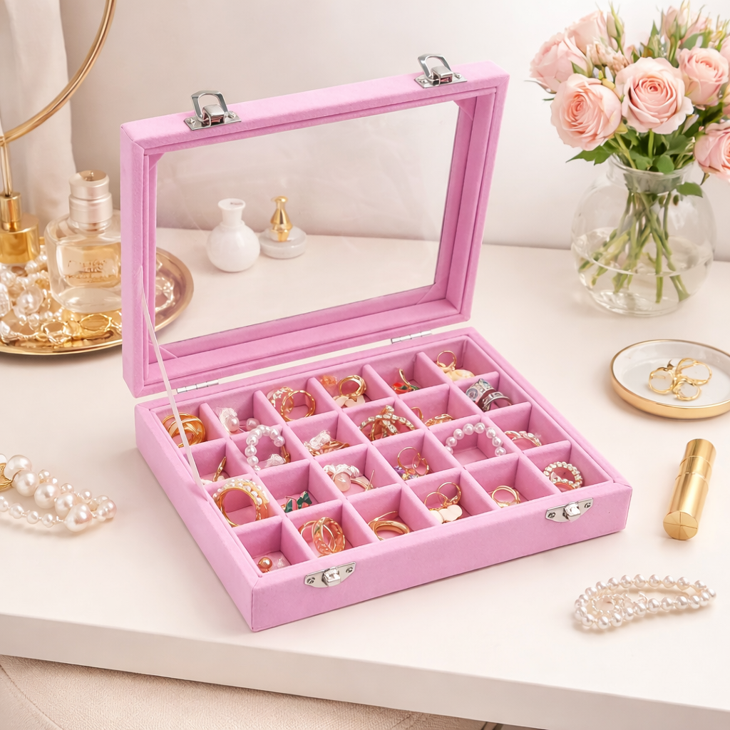 Moederdag Cadeau Sieradendoos Ring Organizer Fluweel Display Box