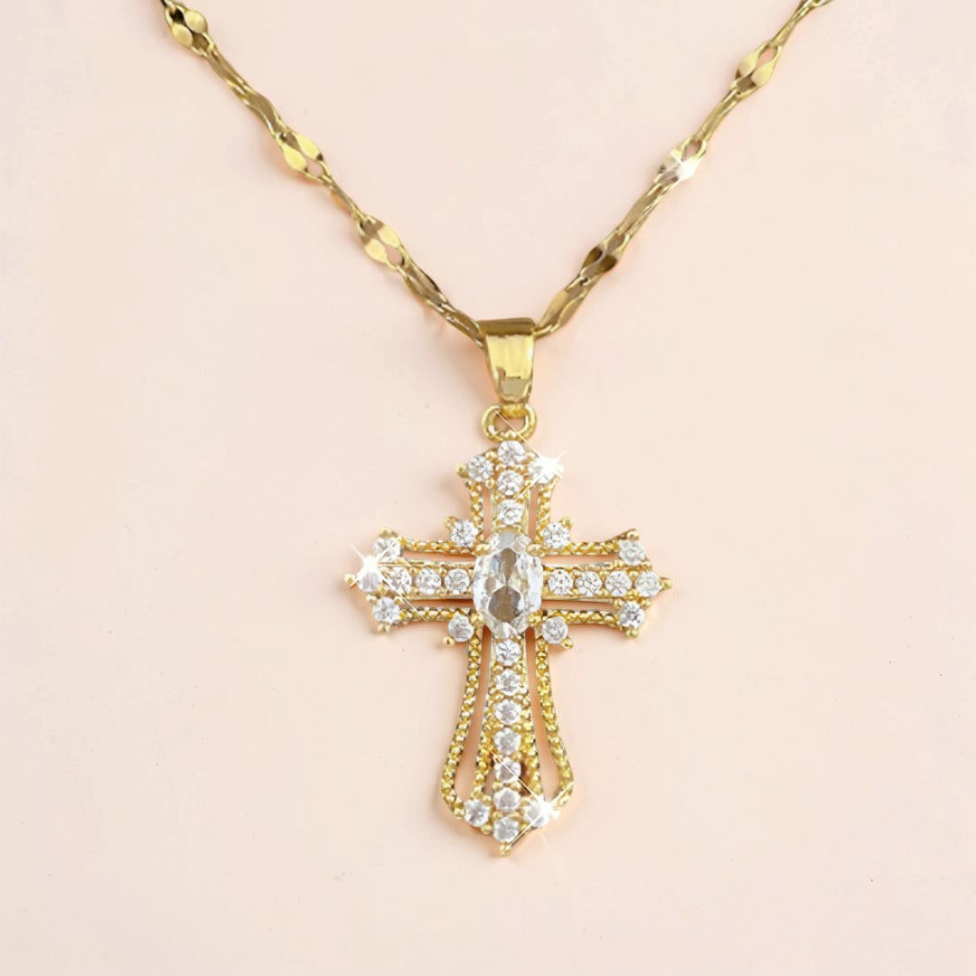 Collana Festa della Mamma Donna Ciondolo Croce Design Statement Gioiello