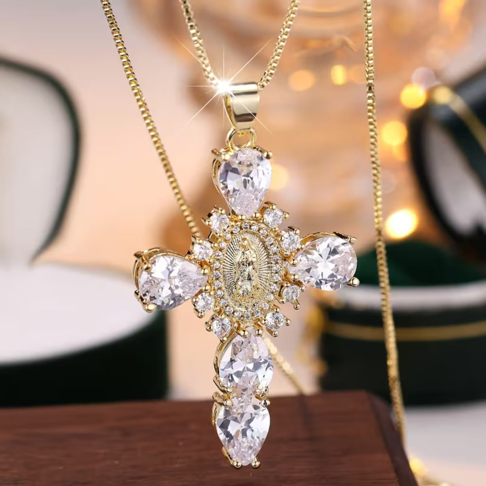 Moederdag Ketting Dames Kruis Hanger Strass Design Sieraad